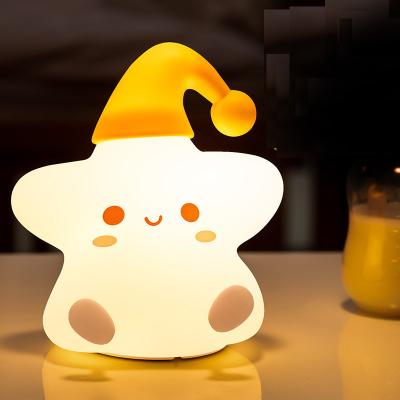 China Creative Gift Stars Silicone Pat Lamp Bedroom Bedside Led Small Night Light Cute Children'S Birthday Gift for sale