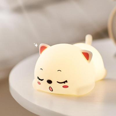 China Cute Silicone Sleeping Lamp Silicone Cat Night Light For Kids for sale