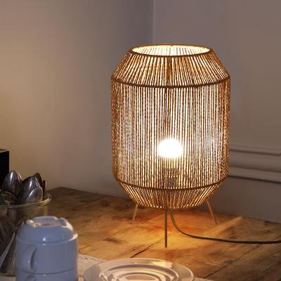 China Vintage Twine Rattan Table Lamp , Handmade Wabi Sabi Table Lamp For Homestay for sale