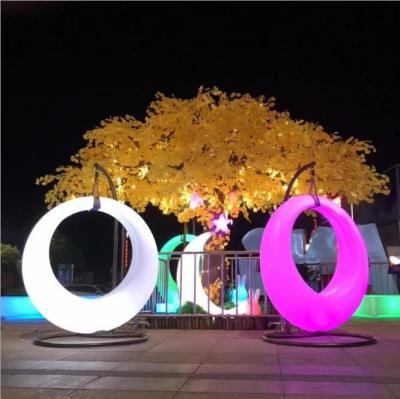 China Outdoor Entertainment colorful hanging swing chair lighting Remote Control LED Illuminated Swing for sale