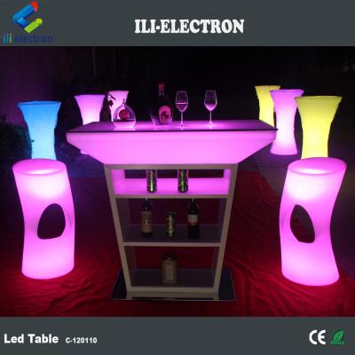 China Tabela de coquetel LED de plástico PE com modos de iluminação de estroboscópio e alimentada por bateria de lítio recarregável à venda