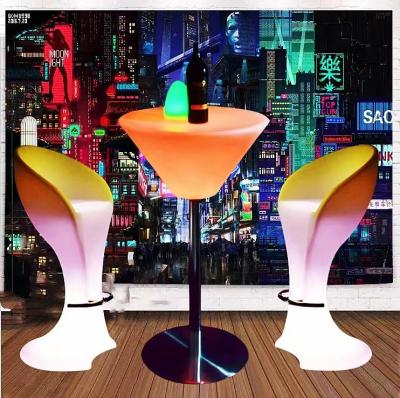 China Remote Control Manual Adapter PE Plastic Illuminated LED Cocktail Table For Nightclubs for sale