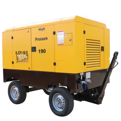 China 90kW 8bar 16m3/min electric lubricated single stage compression screw mobile air compressor for mine for sale