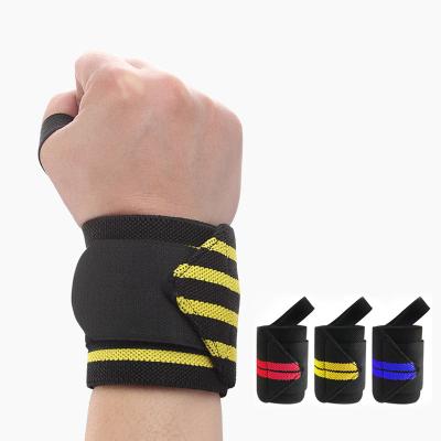 China Adjustable Wrist Muscle Weightlifting Elasticity Performance Fitness Training Building Gym Wraps Straps Thumb Loop Support Cotton Stretch Bandage for sale