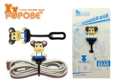 China PVC Bear Toy Mini Action Figure Headphone Cable Winder For Home / Office for sale