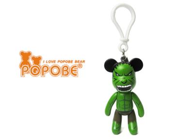 China Cartoon 3inch Plastic Green Bear Key Chain , Decor Cell Phone Ring for sale