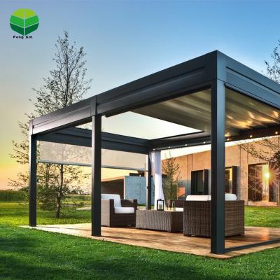 China Easily Assembled Motorized Aluminum Patio Pergola Kits Waterproof Aluminum Electric Pergola Canopies Canopies With Adjustable Canopies for sale