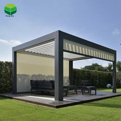 China Easily Assembled Bioclimatic Electric Waterproof Aluminum Garden Gazebo Motorized Pergola Roof System Patio Furniture for sale