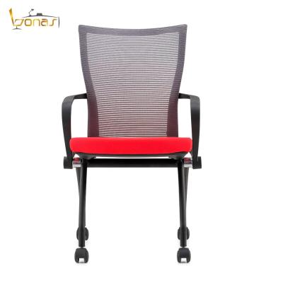 China Mid-back Convertible Folding Mesh Office Training Chair With Wheel For Library for sale