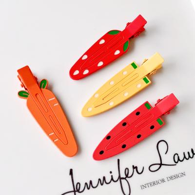 China For Hair Styling For Hair Styling Hot Selling Colorful Metal Carrot Hairpins Shape Hair Accessories For Women Fruit Cute Non-trace Hair Clips For Girls for sale