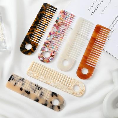 China Large Size Acetic Comb Leopard Tooth Print Hair Portable Wide Marbling Combs For Women Tortoiseshell Acetate Comb For Girls for sale