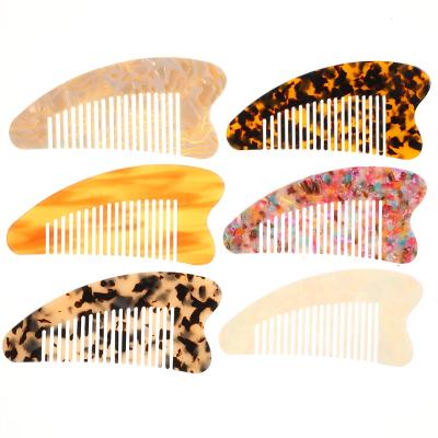 China Large Size Home Comb Home Acetic Leopard Print Hair Tooth Marbling Heart Shaped Wide Combs For Women Tortoiseshell Acetate Comb For Girls for sale