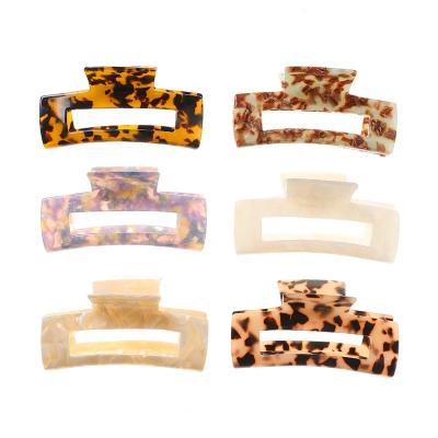 China For Hair Styling For Hair Styling Customization Large Size Rectangle Acrylic Hair Clips Shape Hair Accessories Marbling Hollow Claw Clips For Women Or Girls for sale