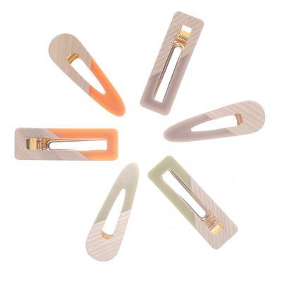 China For Hair Styling For Hair Styling Customization Hot Sale Resin Colored Rectangle Hair Cuts Fashion Hair Accessories For Women Hollow Out Wooden Hairpin For Girls for sale