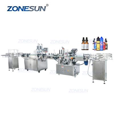 China Food ZONESUN Rotary 3 in 1 Eyes Automatic Essential Oil Dropper for Vial Bottle Monoblock Filling Capping Labeling Machine Production Line for sale