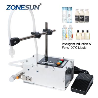 China Food ZONESUN Single Head Semi Automatic Diaphragm Pump Milk Juice Small Bottles Liquid Filling Machine for sale