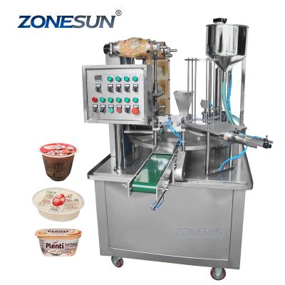 China ZONESUN ZS-GF900I Automatic Rotary Water Juice Cup Liquid Granule Filling and Sealing Machine for sale