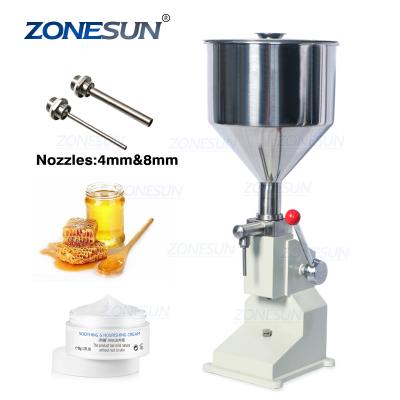 China ZONESUN A03 Manual Food Paste Polish Food Processor 5-50ml Vial Filler Sauce Jam Nail Bottle Honey Liquid Filling Machine Cream for sale