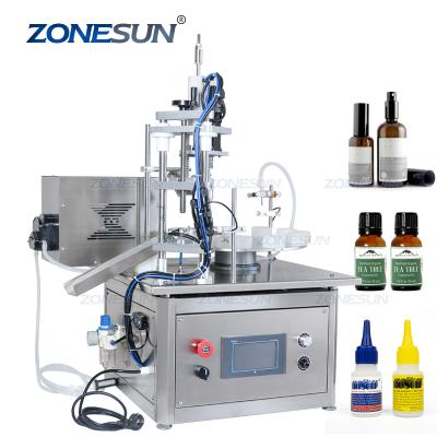 China ZONESUN Food Essential Oil Bottle Glass Vial Reagent Filling And Capping Machine Dropper Eyes For Rotary Automatic Glue Small Liquid Filler for sale