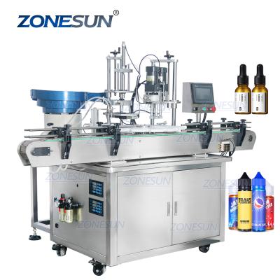 China ZONESUN ZS-AFC1 Automatic Plastic Food Glass Small Round Essential Oil Eyedrop Bottle Monoblock Liquid Rotary Filling Capping Machine for sale