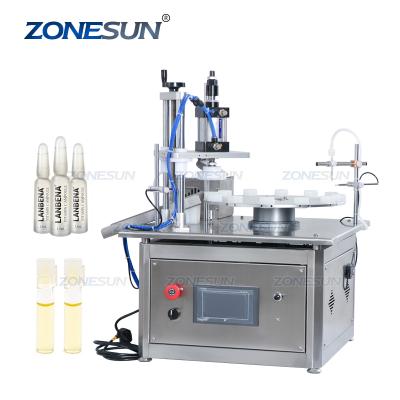 China ZONESUN ZS-AFC1C Food Fragrance Mini Tester Liquid Glass Small Bottle Rotary Automatic Vial Monoblock Filling Pressing Capping Machine for sale