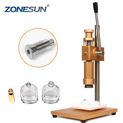 China ZONESUN Food Scent Manual Collar Ring Glass Bottle Cap Pressing Crimping Capping Machine for sale