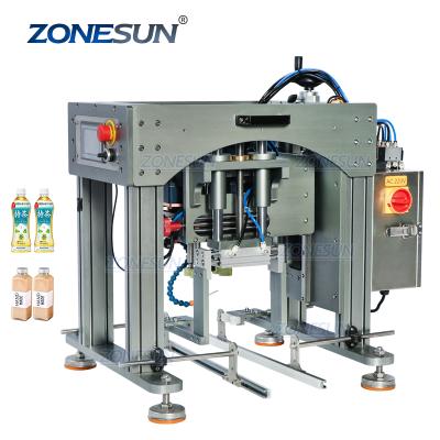 China Semi Automatic Food ZONESUN Eliquid Beverage Spray Glass Bottle Plastic Cosmetics Caps Screw Capping Machine For Conveyor Belt for sale