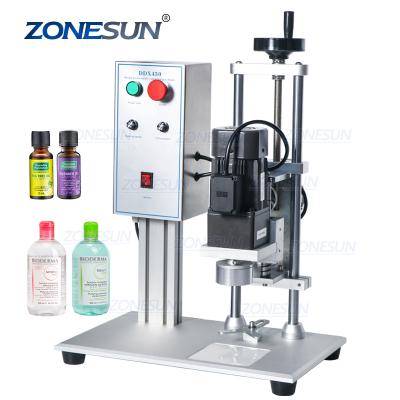 China ZONESUN ZS-XG450 Electric Semi Automatic Food Spray Water Beverage Hand Sanitizer Capsules Screw Sealing Tabletop Capping Machine for sale