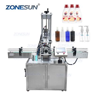 China ZONESUN Automatic Electric Plastic Glass Pocket Water Bottle Food Screw Capping Machine Juice Honey Small Washing Dropper Spout for sale