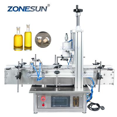 China ZONESUN Automatic Tabletop Pneumatic Capsule Cork Press Machine Glass Plastic Machine Jar Whiskey Food Capsule Machine for sale