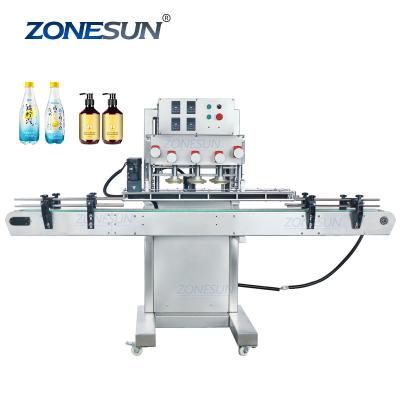 China Full Automatic Food ZONESUN ZS-XG440B Bottle Lotion Pump Head Eliquid Plastic Spindle Press Shaft Filptop Capping Machine For Jars for sale