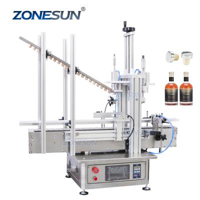 China ZONESUN Food Desktop Automatic Wine Corking Machine Bottle Cork Cap Press Machine Whiskey Gin Bottle Capping Machine Glass Jar for sale