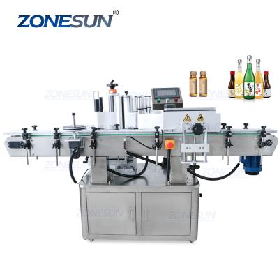 China ZONESUN food automatic round automatic bottle sticker tube sleeve labeling machine essential oil for round bottles for sale