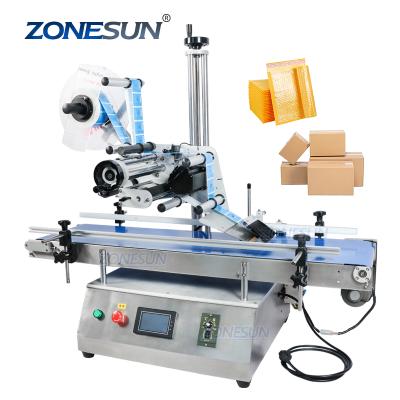 China ZONESUN Automatic Food Book Flat Boxes Plastic Pouch Bag Labeling Machines For Cosmetics Stand Up Pouches Labeler for sale