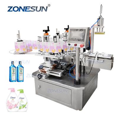 China ZONESUN ZS-TB210 Double Size Food Tube Sticker Semi Automatic Water Flat Bottle Labeling Machine For Bottles for sale