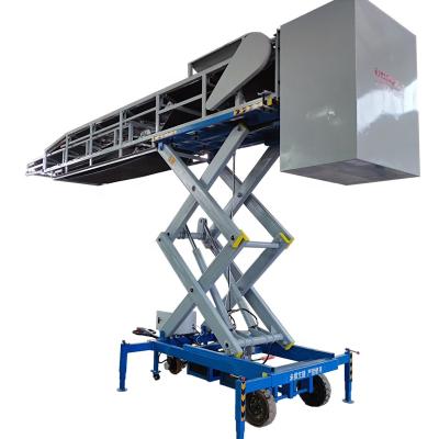 China Factory Mobile Telescopic Belt Conveyor Loader with Hydraulic Scissor Lift for Loading Bulk Materials into 20ft Containers for sale