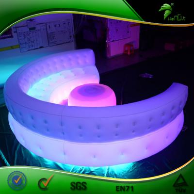 China Camping Comfortable Inflatable Round Shape Sofa Inflatable Lounge With Led Light Giant Inflatable Lighting Chair for sale