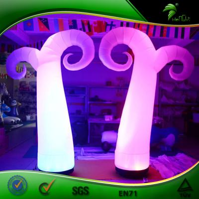 China Party Decoration Type Inflatable Lighting Cone LED Sheep Horn Shape Tube Custom Inflatable Balloon for sale