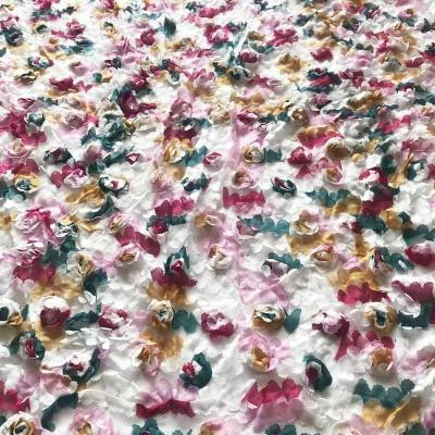 China Sustainable African Printed Floral French Chiffon Lace Fabric For Bridal Women Dress for sale