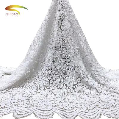 China Viable White Lace Fabric Water Soluble Lace Fabric Wedding Dress Lace Fabric for sale