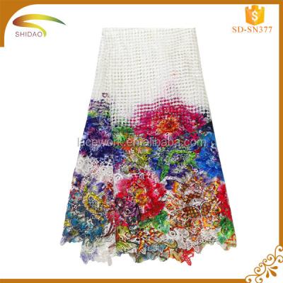 China Shidao Viable Rose Flower Printing Fabric Nigerian Milky Tropical Lace For Women for sale