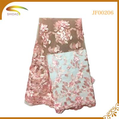 China Sustainable Bridal 3d Flower French Lace Embroidered Floral Lace Fabric for sale