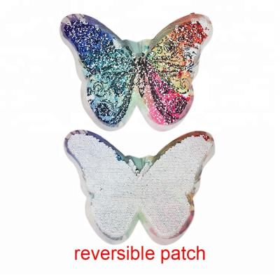 China Viable Custom Embroidery DIY Butterfly New Arrival Reversible Sequin Patch For Garment Decoration for sale