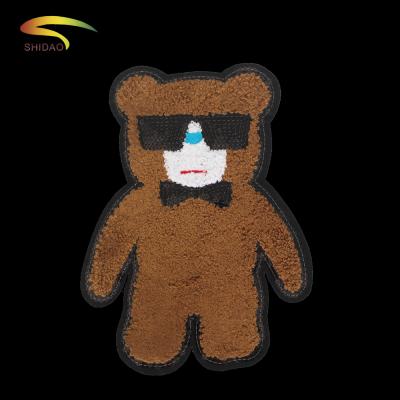 China custom 3D fashion bear towel embroidery embossed patches for children's clothes for sale