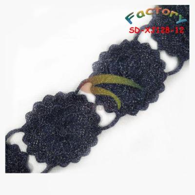 China Metallic Water Soluble Textile Polyester Embroidery Lace Trimming For Wedding Accessories for sale