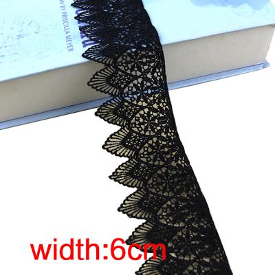 China Durable Classical Pattern Black Bridal Shrink Resistance Textile Lace Trimming For Garment for sale