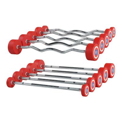 China Home Use Customized Fixed Cast Iron Barbell Weighted Straight Steel Bar With Rubber Coated Gym Dumbbell Set for sale