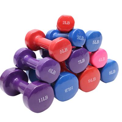 China Wholesale Women Logo Printing Plastic Dip Iron Portable Private Home Use Colored Dumbbell Yoga for sale