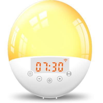 China Calendars Tuya Wifi APP Control Distinq Wake Up Light Alarm Clock Radio With DUA Dual Alarm for sale