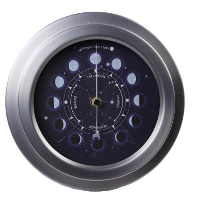 China Antique Style Unique 9 Inch Home-Decor Metal Digital Quartz Moon Phase Clock Movement for sale